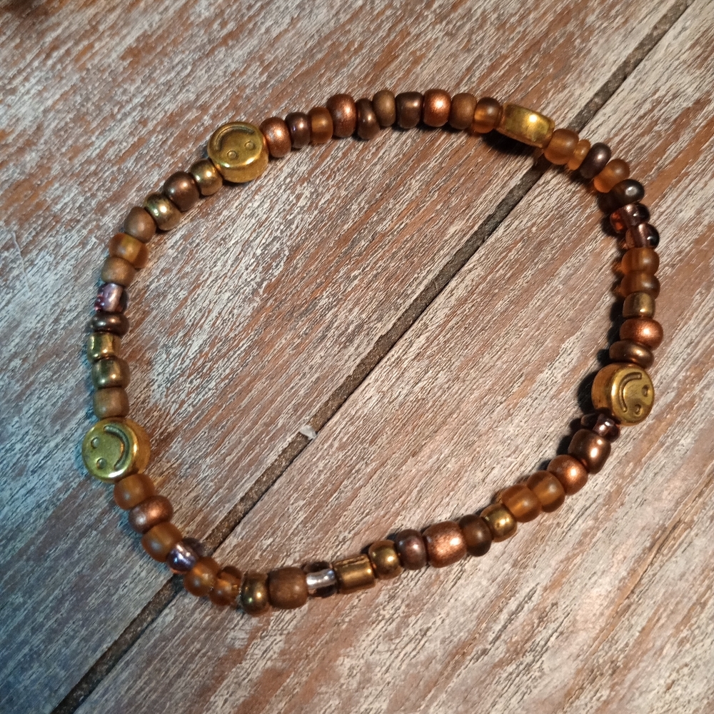 Handcrafted Brown and Gold Beaded Bracelet Set - New - Picture 2 of 7